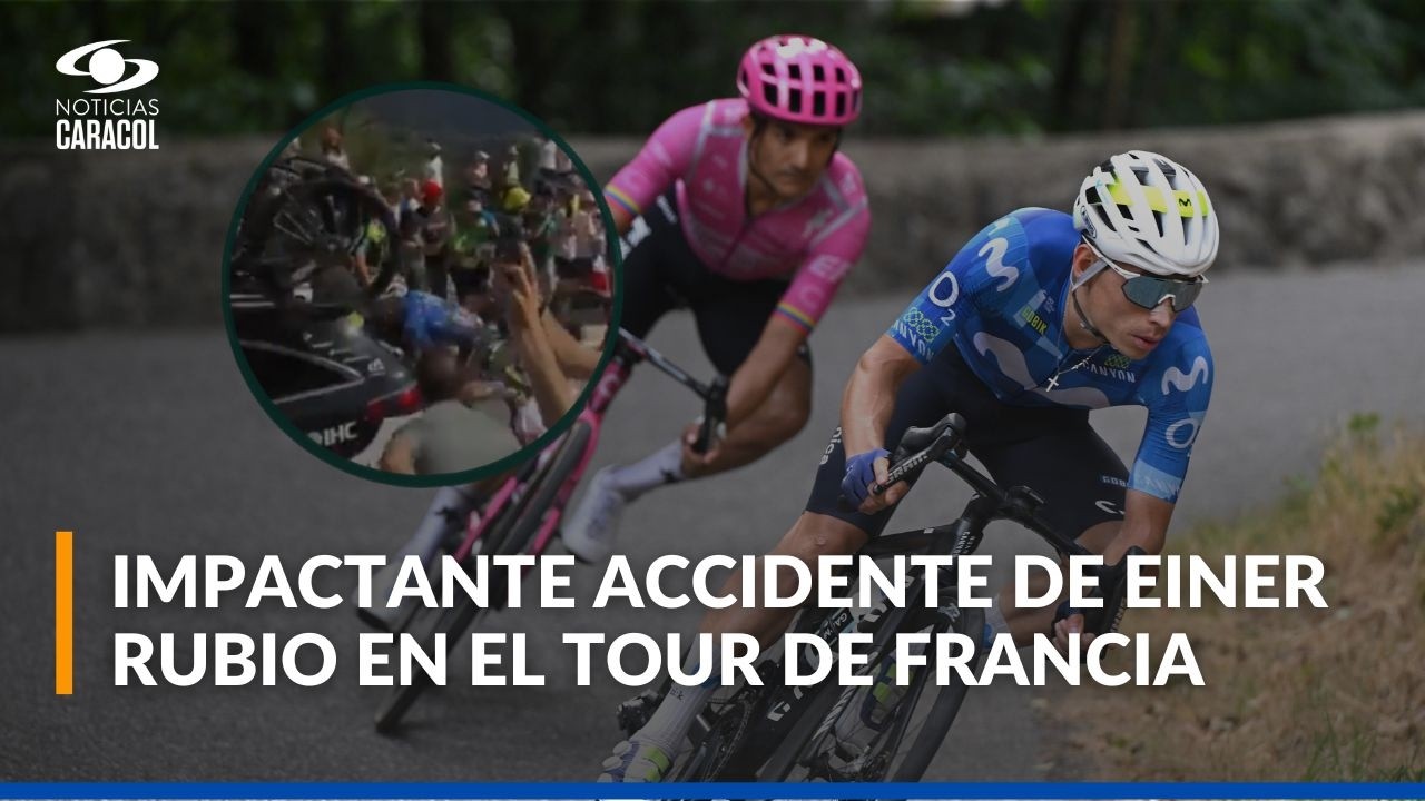 Video del momento exacto en que Einer Rubio impacta contra un vehículo en el Tour de Francia 2026