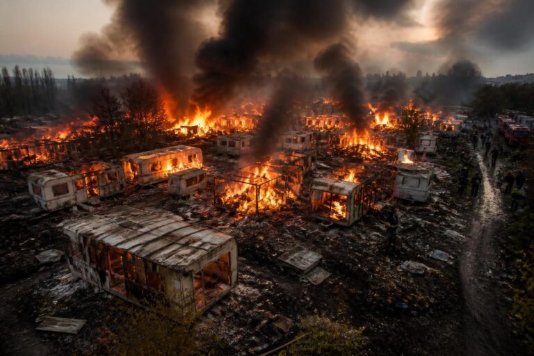 un incendie violent a ravagé un bidonville à nantes, détruisant 10 hectares de végétation et détruisant 70 caravanes. les secours sont mobilisés pour maîtriser le feu et venir en aide aux sinistrés.